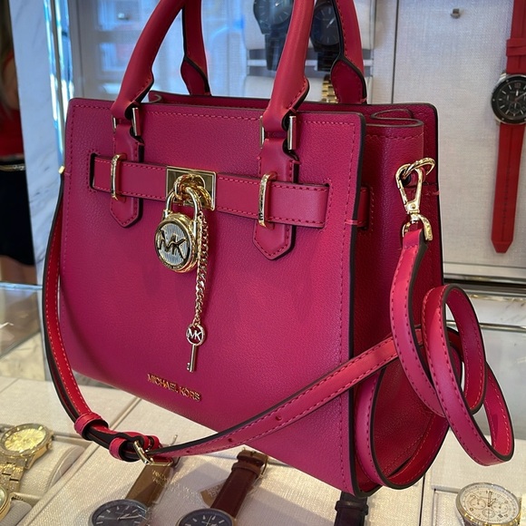 Michael Kors Hamilton Small Satchel Shoulder Crossbody Bag 
Electric Pink 
NWT - Picture 15 of 16